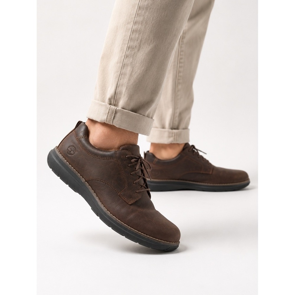 TIMBERLAND Mens Brown Leather Anti-Fatigue Oxfords Lace-up Shoe Casual US 13